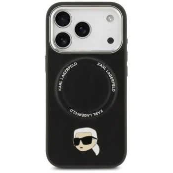 Калъф за iPhone 17 Pro Max - Karl Lagerfeld - Leather Karl Pin MagSafe (KLHMP17XPSMLRKLK) - Черен