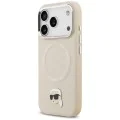 Калъф за iPhone 17 Pro - Karl Lagerfeld - Leather Karl Pin MagSafe (KLHMP17LPSMLRKLE) - Бежов
