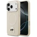 Калъф за iPhone 17 Pro - Karl Lagerfeld - Leather Karl Pin MagSafe (KLHMP17LPSMLRKLE) - Бежов