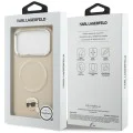 Калъф за iPhone 17 Pro - Karl Lagerfeld - Leather Karl Pin MagSafe (KLHMP17LPSMLRKLE) - Бежов