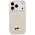 Калъф за iPhone 17 Pro Max - Karl Lagerfeld - Leather Karl Pin MagSafe (KLHMP17XPSMLRKLE) - Бежов