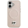 Калъф за iPhone 17 - Karl Lagerfeld - Leather Choupette Pin MagSafe (KLHMP17SPSMLRCHP) - Розов