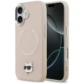 Калъф за iPhone 17 - Karl Lagerfeld - Leather Choupette Pin MagSafe (KLHMP17SPSMLRCHP) - Розов