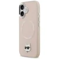 Калъф за iPhone 17 - Karl Lagerfeld - Leather Choupette Pin MagSafe (KLHMP17SPSMLRCHP) - Розов