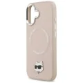 Калъф за iPhone 17 - Karl Lagerfeld - Leather Choupette Pin MagSafe (KLHMP17SPSMLRCHP) - Розов