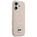 Калъф за iPhone 17 - Karl Lagerfeld - Leather Choupette Pin MagSafe (KLHMP17SPSMLRCHP) - Розов