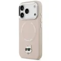 Калъф за iPhone 17 Pro Max - Karl Lagerfeld - Leather Choupette Pin MagSafe (KLHMP17XPSMLRCHP) - Розов