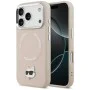 Калъф за iPhone 17 Pro Max - Karl Lagerfeld - Leather Choupette Pin MagSafe (KLHMP17XPSMLRCHP) - Розов