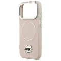 Калъф за iPhone 17 Pro Max - Karl Lagerfeld - Leather Choupette Pin MagSafe (KLHMP17XPSMLRCHP) - Розов