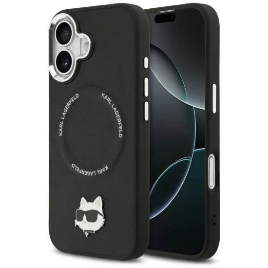 Калъф за iPhone 17 - Karl Lagerfeld - Leather калъф Choupette с щифт MagSafe (KLHMP17SPSMLRCHK) - Черен