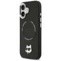 Калъф за iPhone 17 - Karl Lagerfeld - Leather калъф Choupette с щифт MagSafe (KLHMP17SPSMLRCHK) - Черен