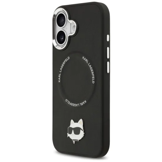 Калъф за iPhone 17 - Karl Lagerfeld - Leather калъф Choupette с щифт MagSafe (KLHMP17SPSMLRCHK) - Черен