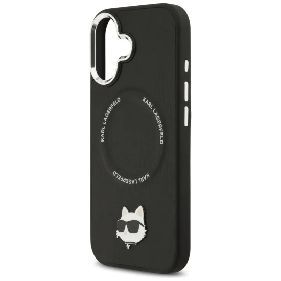 Калъф за iPhone 17 - Karl Lagerfeld - Leather калъф Choupette с щифт MagSafe (KLHMP17SPSMLRCHK) - Черен