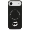Калъф за iPhone 17 Air - Karl Lagerfeld - Leather Choupette Pin MagSafe (KLHMP17MPSMLRCHK) - Черен