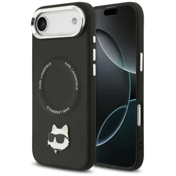Калъф за iPhone 17 Air - Karl Lagerfeld - Leather Choupette Pin MagSafe (KLHMP17MPSMLRCHK) - Черен