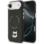 Калъф за iPhone 17 Air - Karl Lagerfeld - Leather Choupette Pin MagSafe (KLHMP17MPSMLRCHK) - Черен