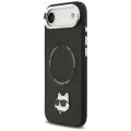 Калъф за iPhone 17 Air - Karl Lagerfeld - Leather Choupette Pin MagSafe (KLHMP17MPSMLRCHK) - Черен