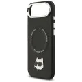 Калъф за iPhone 17 Air - Karl Lagerfeld - Leather Choupette Pin MagSafe (KLHMP17MPSMLRCHK) - Черен