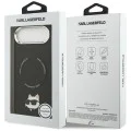 Калъф за iPhone 17 Air - Karl Lagerfeld - Leather Choupette Pin MagSafe (KLHMP17MPSMLRCHK) - Черен