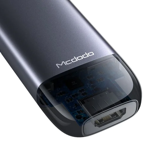 Хъб Mcdodo (HU-7740) - 6в1, 2x USB3.0, Type-C PD100W, HDMI 4K, Слот за SD/TF карти, 5Gbps, 2TB, Type-C кабел - Сив