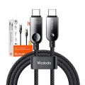 Кабел за данни – Mcdodo (CA-4780) – Type-C → Type-C, PD60W, вграден LED дисплей, ABS + найлон, 1.2m – Черен