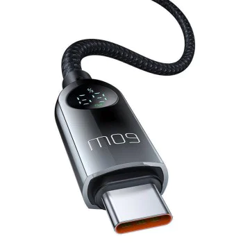 Кабел за данни – Mcdodo (CA-4780) – Type-C → Type-C, PD60W, вграден LED дисплей, ABS + найлон, 1.2m – Черен