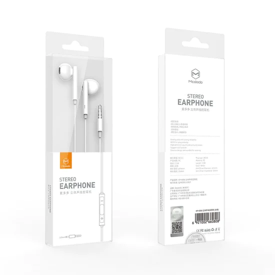 Жични слушалки Element Series – Mcdodo (HP-6080) – in-ear, Jack 3.5mm, 1.2m – Бели