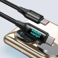 Кабел за данни – Mcdodo (CA-1100) – Type-C → Type-C, цифров дисплей, найлон оплетка, алуминий, 100W, 1.2m – Черен