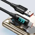Кабел за данни – Mcdodo (CA-1080) – USB 2.0 → Type-C, цифров дисплей, найлон оплетка, алуминий, 6A, 1.2m – Черен