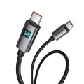 Кабел за данни – Mcdodo (CA-5610) – USB-C → USB-C, LED дисплей, 100W, бързо зареждане, 1.2m – Черен