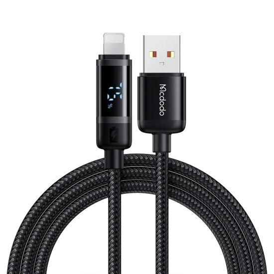 Кабел BAT Series – Mcdodo (CA-5000) – USB-A → Lightning, цифров дисплей, 1.2m – Черен