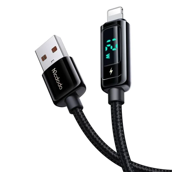 Кабел – Mcdodo (CA-9940) – USB-A → Lightning, 3A, цифров дисплей, 1.2m – Черен
