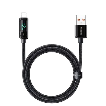 Кабел – Mcdodo (CA-9940) – USB-A → Lightning, 3A, цифров дисплей, 1.2m – Черен