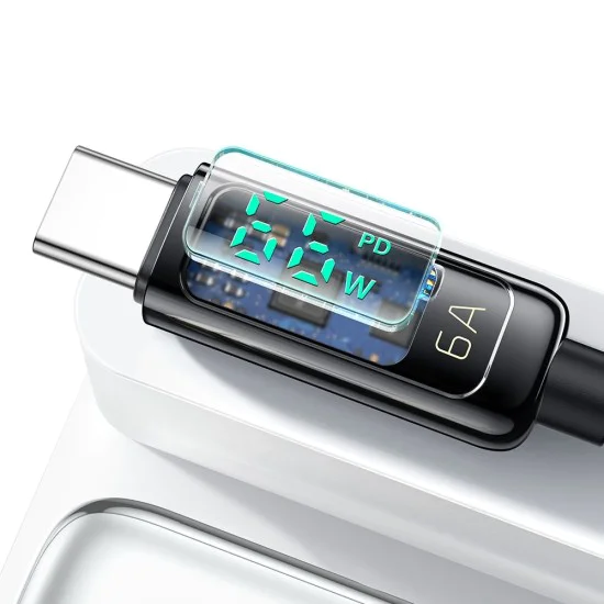 Кабел – Mcdodo (CA-8690) – USB-A → USB-C, 6A, цифров дисплей, 1.2m – Черен