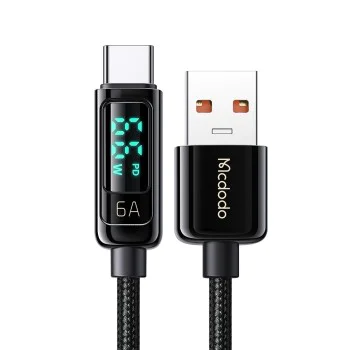 Кабел – Mcdodo (CA-8690) – USB-A → USB-C, 6A, цифров дисплей, 1.2m – Черен