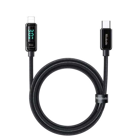 Кабел – Mcdodo (CA-8810) – USB-C → Lightning, 36W, цифров дисплей, 1.2m – Черен