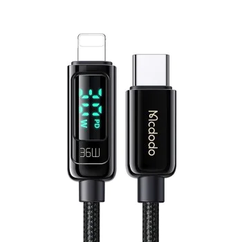 Кабел – Mcdodo (CA-8810) – USB-C → Lightning, 36W, цифров дисплей, 1.2m – Черен