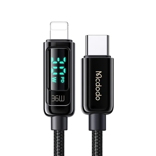 Кабел – Mcdodo (CA-8810) – USB-C → Lightning, 36W, цифров дисплей, 1.2m – Черен