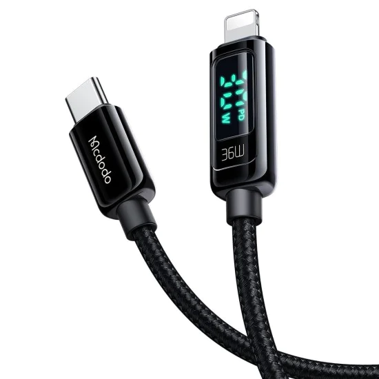 Кабел – Mcdodo (CA-8810) – USB-C → Lightning, 36W, цифров дисплей, 1.2m – Черен
