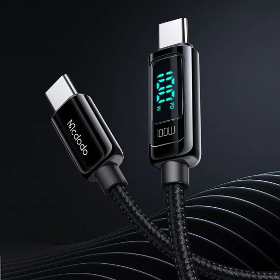 Кабел – Mcdodo (CA-8820) – USB-C → USB-C, 100W, цифров дисплей, 1.2m – Черен