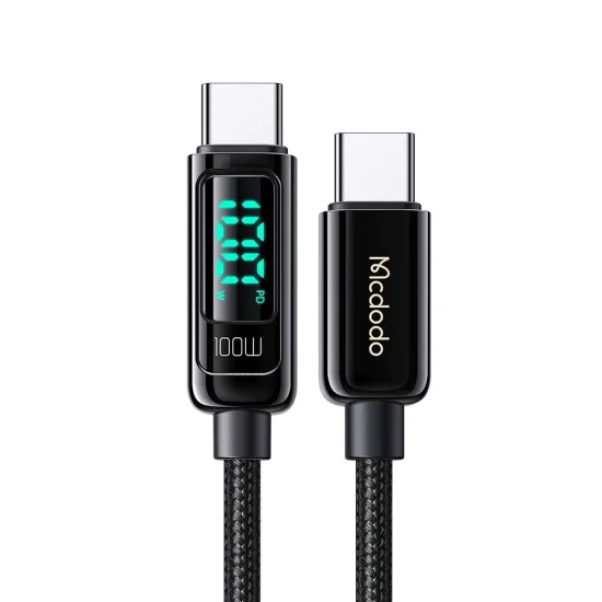 Кабел – Mcdodo (CA-8820) – USB-C → USB-C, 100W, цифров дисплей, 1.2m – Черен
