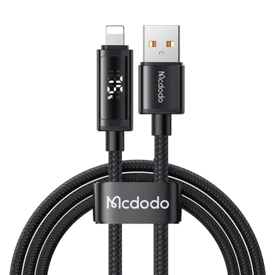 Кабел за данни – Mcdodo (CA-7970) – USB-A → Lightning, двоен LED дисплей, 3A, 1.2m – Черен