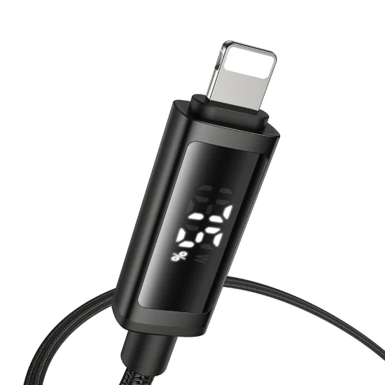 Кабел за данни – Mcdodo (CA-7990) – USB-C → Lightning, двоен LED дисплей, 36W, бързо зареждане, 1.2m – Черен