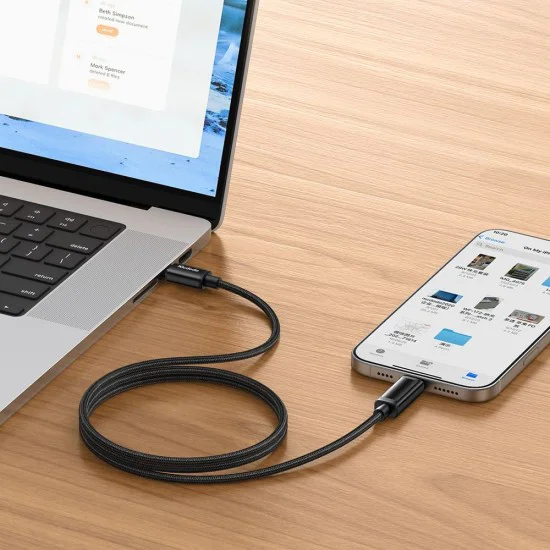 Кабел за данни – Mcdodo (CA-8000) – USB-C → USB-C, двоен LED дисплей, 100W, бързо зареждане, 1.2m – Черен