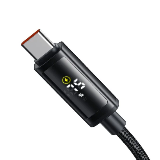 Кабел за данни – Mcdodo (CA-8000) – USB-C → USB-C, двоен LED дисплей, 100W, бързо зареждане, 1.2m – Черен
