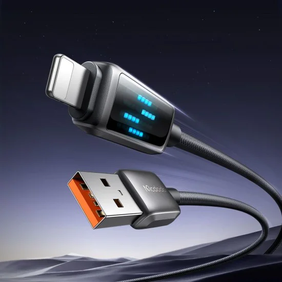 Кабел за данни – Mcdodo (CA-5250) – USB-A → Lightning, LED дисплей, 1.2m – Черен