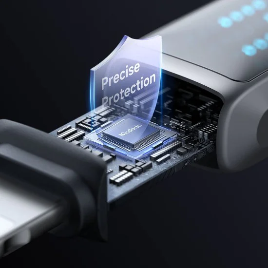 Кабел за данни – Mcdodo (CA-2630) – USB-C → Lightning, 36W, LED дисплей, PD бързо зареждане, 1.2m – Черен