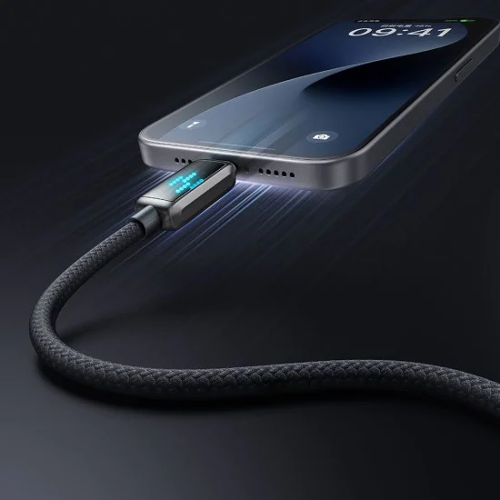 Кабел за данни – Mcdodo (CA-4250) – USB-C → USB-C, 100W, LED дисплей, PD бързо зареждане, 1.2m – Черен