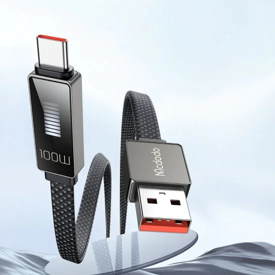 Кабел Rythm Series – Mcdodo (CA-4980) – USB-A → Type-C, 6A, LED дисплей, бързо зареждане, 1.2m – Черен