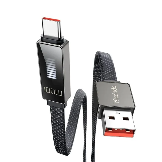 Кабел Rythm Series – Mcdodo (CA-4980) – USB-A → Type-C, 6A, LED дисплей, бързо зареждане, 1.2m – Черен